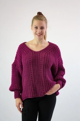 Ciepły sweter w szpic Fioletowy UNI