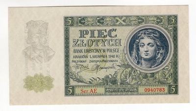 5 złotych 1941 banknot z nadrukiem