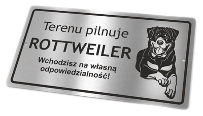 Tabliczka nierdzewna INOX- UWAGA PIES - ROTTWEILER