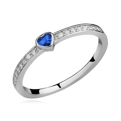 Srebrny pierścionek pr.925 cyrkonia niebieska 17