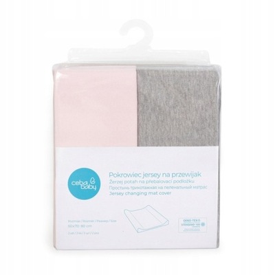 POKROWIEC NA PRZEWIJAK 2 SZT CEBA LIGHT GREY MELANGE+PINK