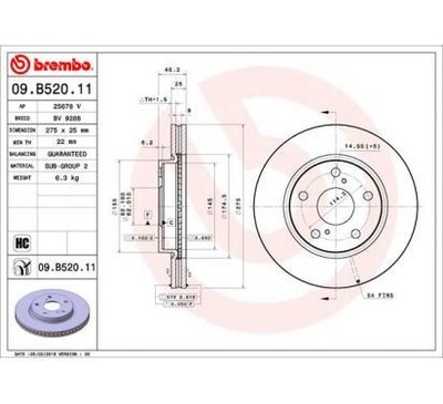 Brembo диск тормозная 275x25 v lexus hs фото №1