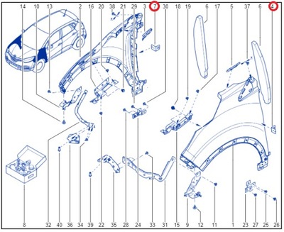 Renault оригінальний номер 631410096r кронштейн кронштейн крила renault captur фото №1