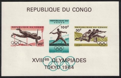Kongo Kinszasa 1964 Znaczki Blok 5 ** sport igrzyska olimpijskie Olimpiada