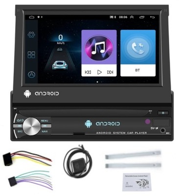 RADIO AUTOMOBILINIAI 1 DIN ANDROID GPS USB WIF WYSUWANY EKRANAS 