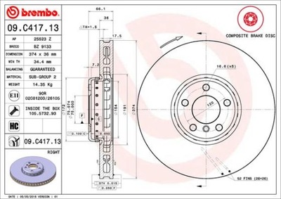 DISKU STABDŽIŲ BREMBO 09C41713 