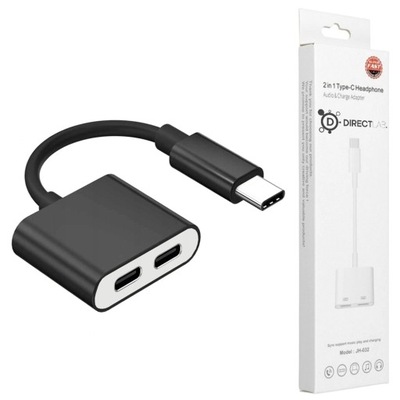 Rozdzielacz adapter USB-C na 2 gniazda USB-C słuchawki i ładowanie telefonu