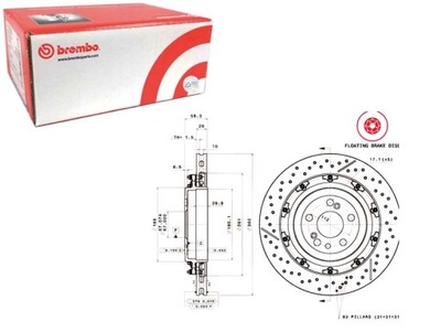 DISCOS DE FRENADO 2 PIEZAS PARTE TRASERA MERCEDES SL R230 6.0 03.04-01.12 BREMBO  