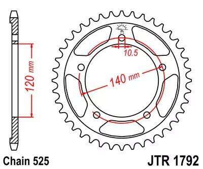 ENGRANAJE PARTE TRASERA DE ACERO JT R1792-45, 45Z, TAMAÑO 525  