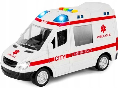 KARETKA Ambulans Pogotowie z Dźwiękiem i Światłem Otwierane Drzwi