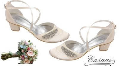 Casani buty ślub ecru 41 weselne wygodne taneczne