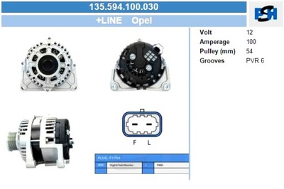 BV PSH ГЕНЕРАТОР OPEL 100A ГЕНЕРАТОР 