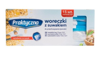 Woreczki, torebki śniadaniowe z suwakiem 2.5l 15szt Praktyczna