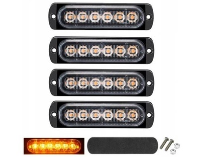 4 VNT. ŽIBINTAS ĮSPĖJAMOJI 6 LED STROBOSKOPAS 12V-24V 