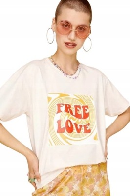 W10K01 T-SHIRT PRINT NAPIS FREE LOVE NASTY GAL L