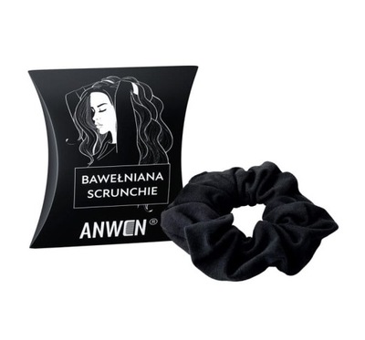 ANWEN Bawełniana Scrunchie czarna gumka do włosów