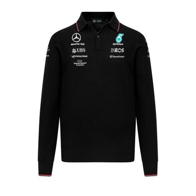 Sweterek polo męska LS Team Black Mercedes AMG F1 (L)