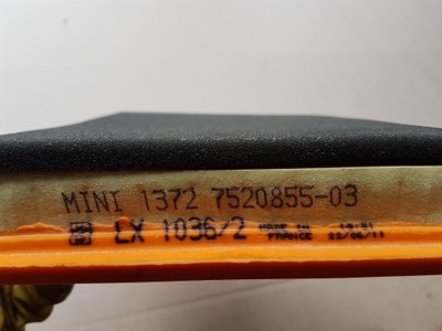 Фильтр воздуха 7520855 r50 r52 mini cooper one новый оригинал 2010 mini фото №1