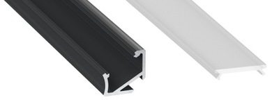 Profil aluminiowy H 30°/60° 1m Czarny z kloszem