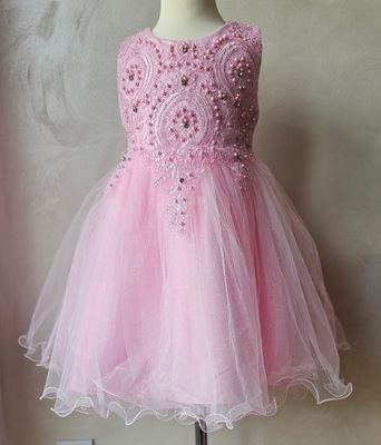 Sukienka balowa dla dziewczynki pudrowy róż 4 latka
