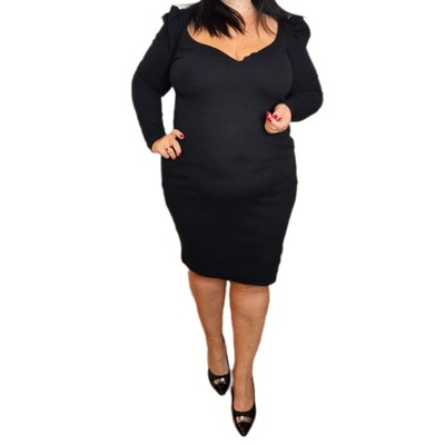 Czarna sukienka prążkowana plus size rozmiar 50, 52, 54