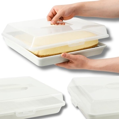 POJEMNIK NA CIASTO BOX TRANSPORTER Z POKRYWĄ NA ŻYWNOŚĆ UCHWYT ZATRZASKI