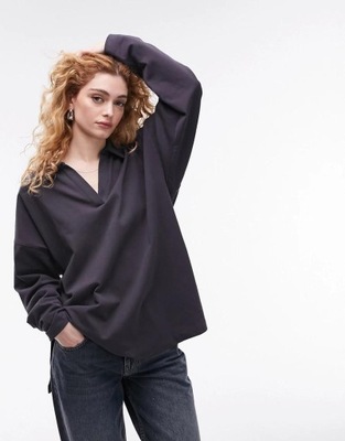 TOPSHOP SZARA BLUZKA OVERSIZE KOŁNIERZYK BASIC YMV NH2__S