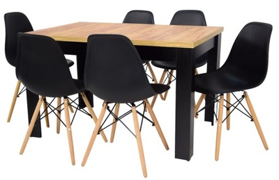 Zestaw stół rozkładany i 6 krzeseł rozkładany 160