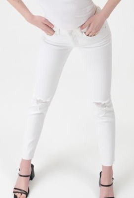 Spodnie jeans białe Sinsay przetarcia 34 XS