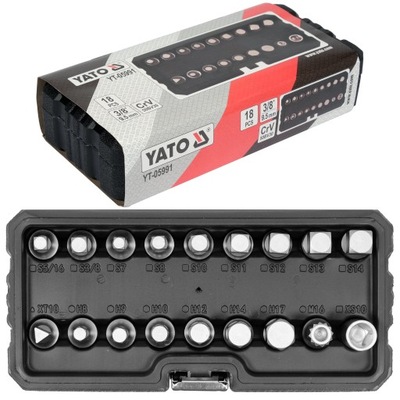 KLUCZE NASADKI DO KORKÓW SPUSTOWYCH OLEJU 18el. ZESTAW YATO