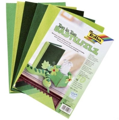 Filc dekoracyjny zielony 10szt Mix FOLIA PAPER