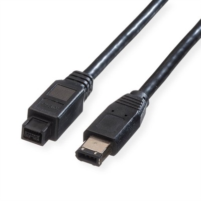 Kabel przewód FireWire 9/6-pin A-B czarny 1,8m