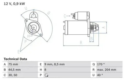 Стартер 986 023 520 bosch mitsubishi smart фото №1