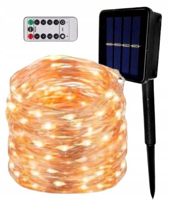 Lampki ogrodowe druciki z pilotem solarne 100 LED