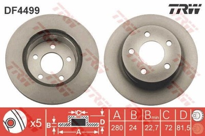 DISCOS DE FRENADO PARTE DELANTERA TRW DF4499  