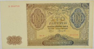 7.fj.GG, 100 Złotych 1941 D, M.103.b, St.1-