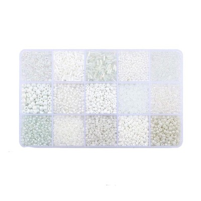 Kolorowe okrągłe koraliki szklane zestaw akcesoriów w kolorze białym