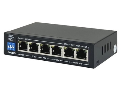 SWITCH PoE 4xPOE 2xUplink RJ45 1Gbps 60W EXTEND 250M PoE+ DO KAMER