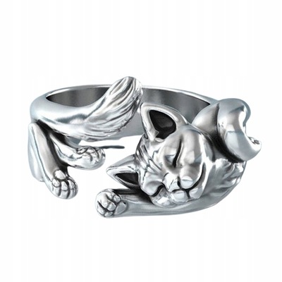 ADJUSTABLE RING WITH A CAT KITTLE