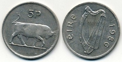Irlandia 5 Pence - 1986r ... Monety