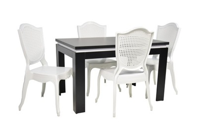 GLAMOUR zestaw 4 krzesła i stół 80x120/160 CZARNY