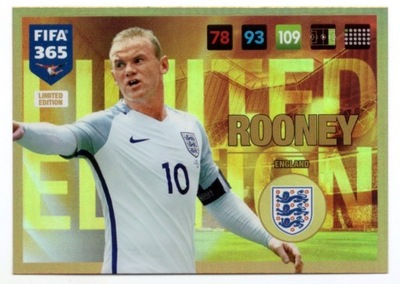 FIFA 365 2017 PANINI karta LIMITED EDITION Wayne Rooney ENGLAND
