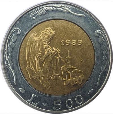 SAN MARINO 500 lirów 1989 bimetal