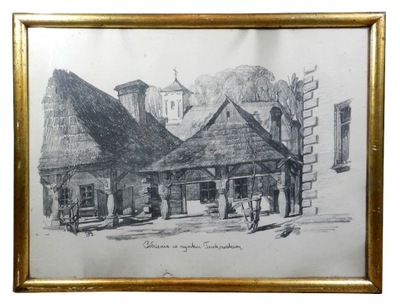 Jan Gumowski "Podcienia na rynku Tuchowskim, 1913"