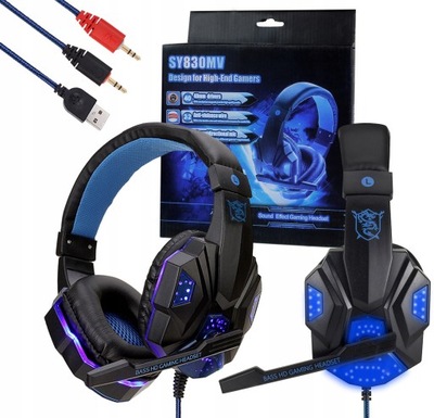 SŁUCHAWKI GAMINGOWE Z MIKROFONEM PODŚWIETLENIE LED