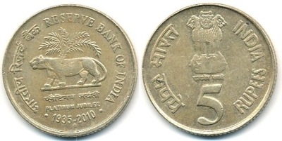 Indie 5 Rupees - 2010r Bank ... Monety