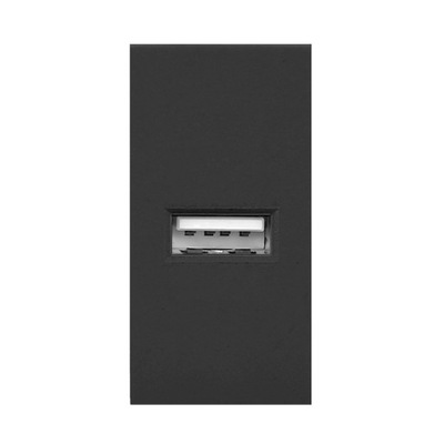 NOEN USB, port modułowy 22,5x45mm z ładowarką USB, 2,1A 5V DC, czarne