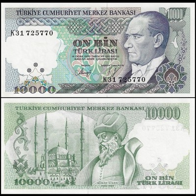 Turcja 10000 Lirasi 1989 P-200 UNC