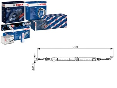 Трос тормоза ручного vw задний  t4 90-03 le правый bosch фото №1