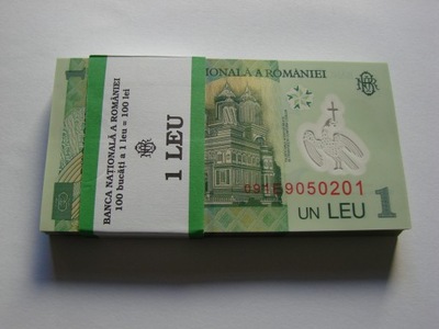 Rumunia 1 LEU 2005 rok POLIMER UNC z PACZKI BANKOW